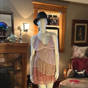 Fashion Nova Pink and Gold Mini Dress